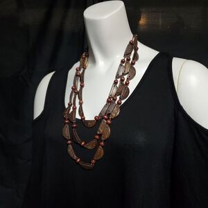 Boho Coconut Shell Brown Multilayer Necklace